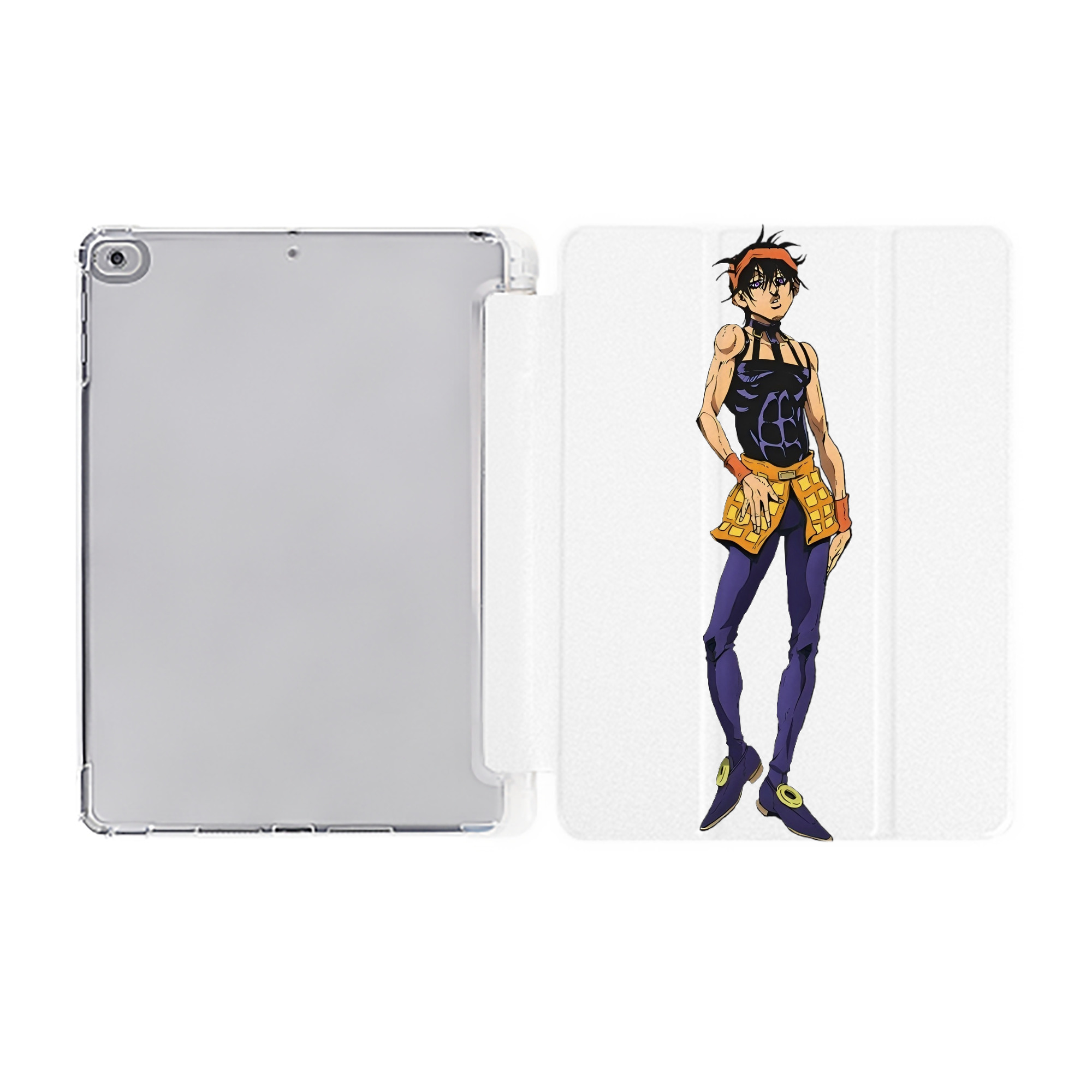（画像用） ジョジョの奇妙な冒険 ナランチャ?ギルガ JoJo's Bizarre Adventure Narancia Ghirga IPad ケース ペン収納付き 三つ折りスタンド PUレザー×シリコン 対応機種9.5/10.5/10.9インチ